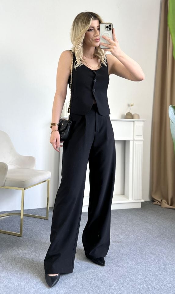 Siyah Premium Yelek Pantolon Takım