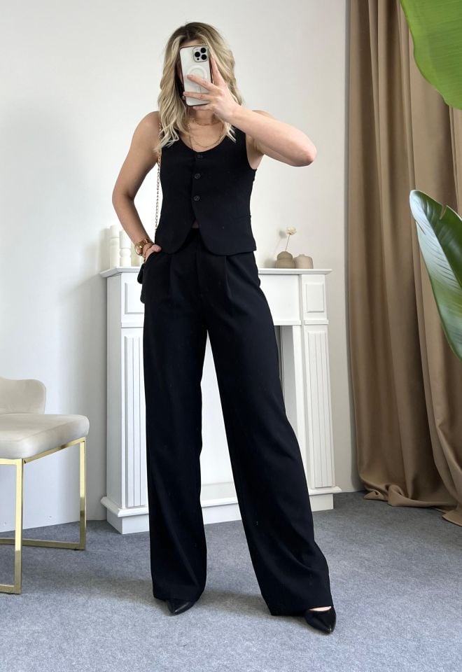 Siyah Premium Yelek Pantolon Takım