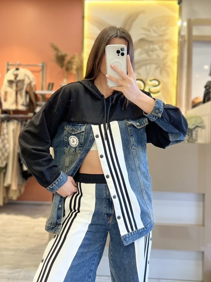 Çıt Çıt Detay Tasarım Jean Sweatshirt