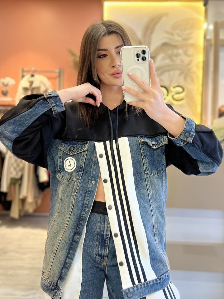 Çıt Çıt Detay Tasarım Jean Sweatshirt