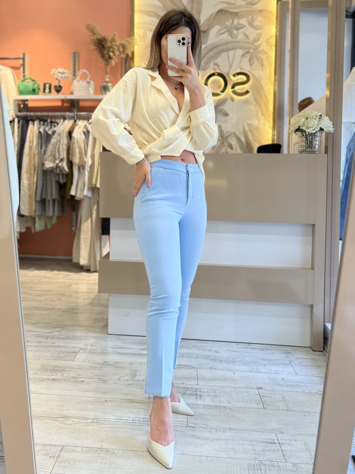 Zara Model Turkuaz Kumaş Pantolon