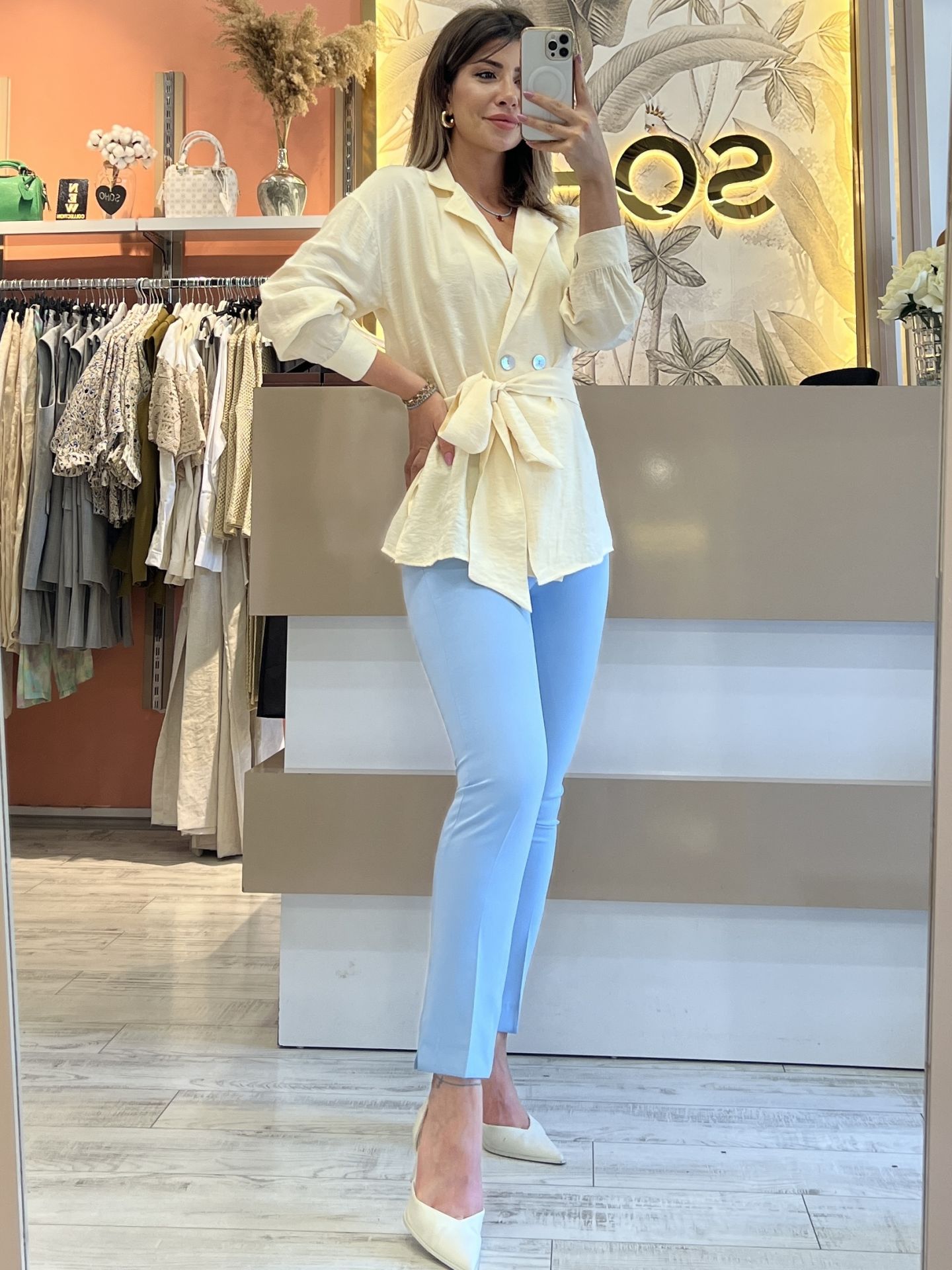 Zara Model Turkuaz Kumaş Pantolon