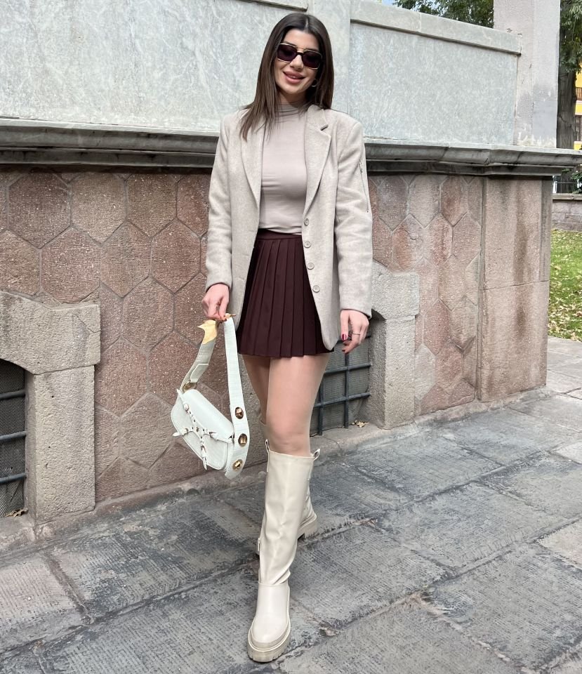 Vizon Fermuar Detay Kaşe Blazer Ceket