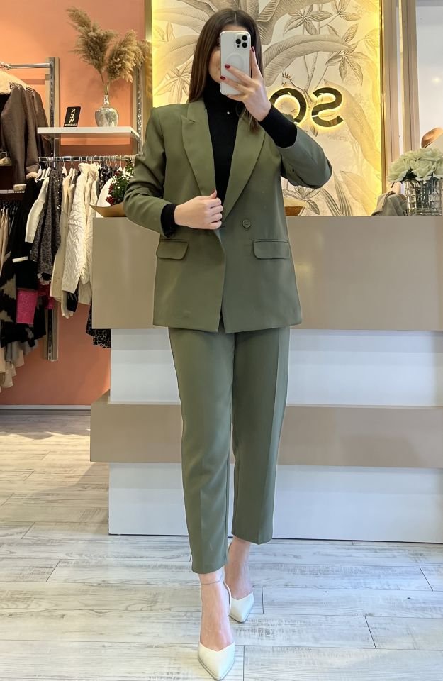 Haki Havuç Pantolon Blazer Premium Takım