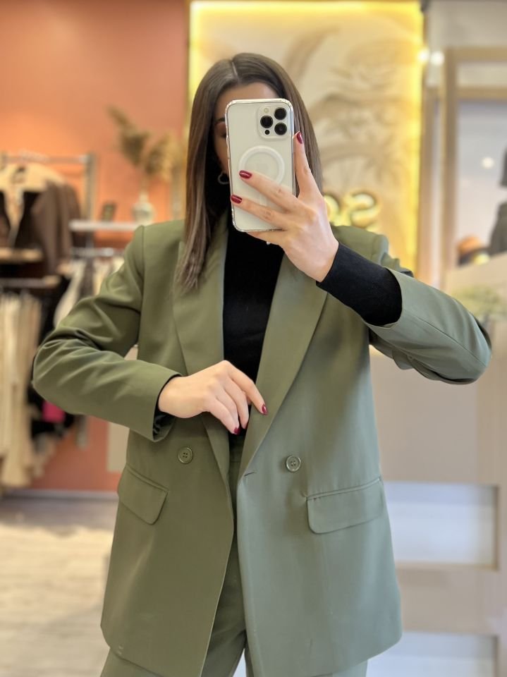 Haki Havuç Pantolon Blazer Premium Takım
