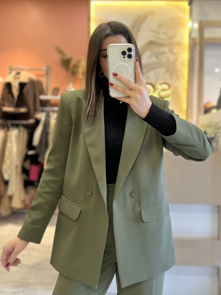 Haki Havuç Pantolon Blazer Premium Takım