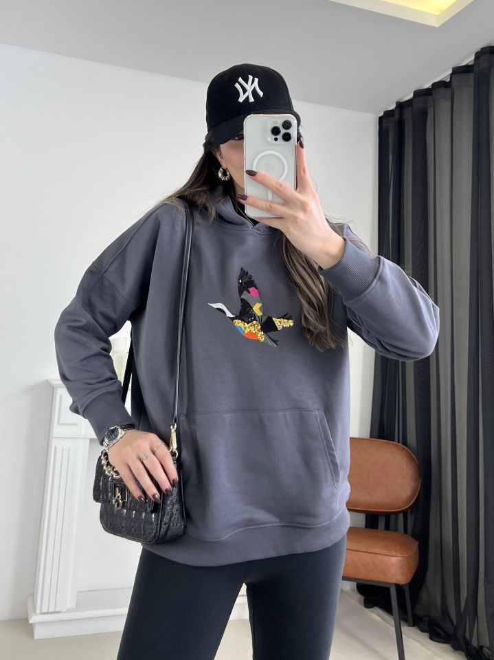 Orj Marka Nakış Detay Sweatshirt