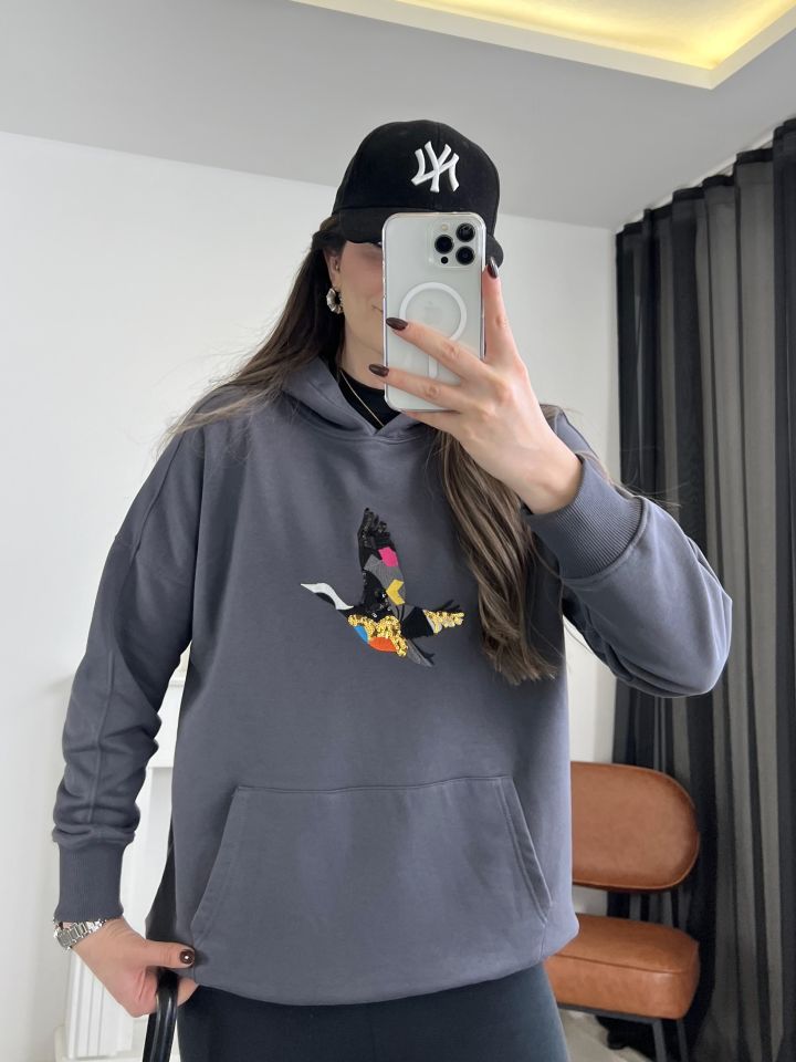 Orj Marka Nakış Detay Sweatshirt