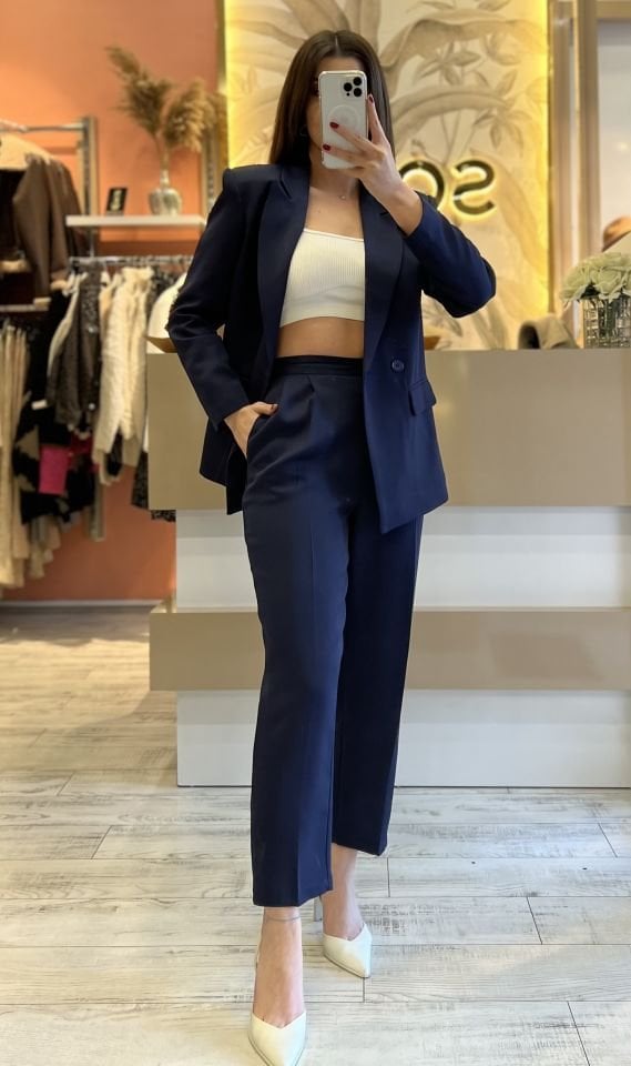Lacivert Havuç Pantolon Blazer Premium Takım