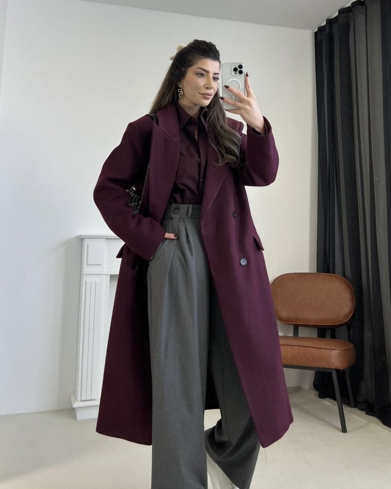 Bordo Kruvaze Yaka Premium Kaban