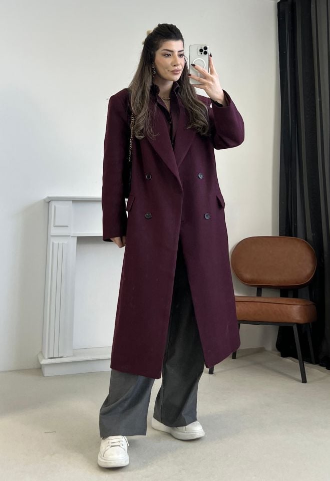 Bordo Kruvaze Yaka Premium Kaban