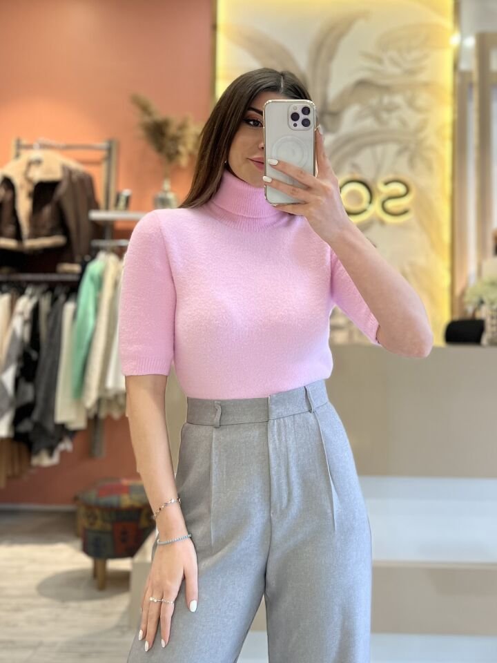 Pembe Yumuşak Dokulu Tam Balıkçı Kazak