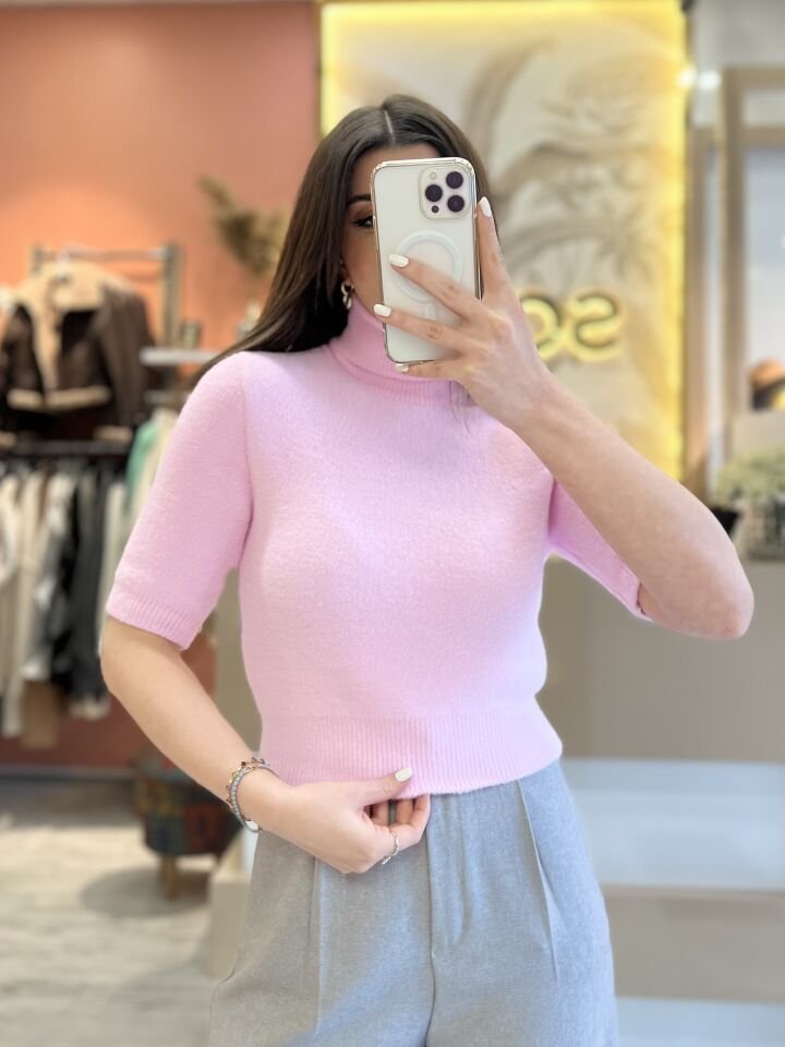 Pembe Yumuşak Dokulu Tam Balıkçı Kazak