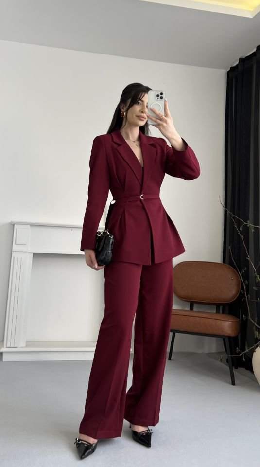 Belden Oturtmalı Bordo Takım