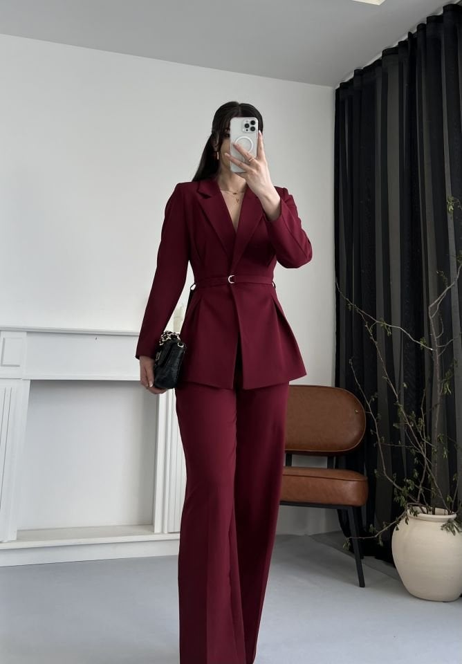 Belden Oturtmalı Bordo Takım