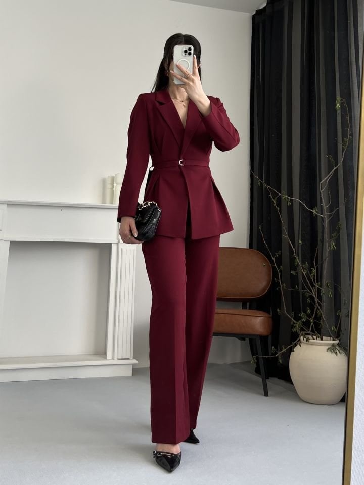 Belden Oturtmalı Bordo Takım
