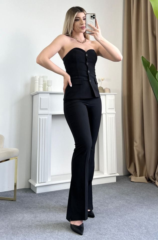 Siyah Premium Straplez Takım