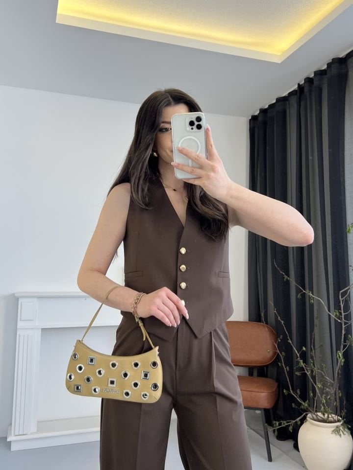 Kahve Premium Yelek Pantolon Takım