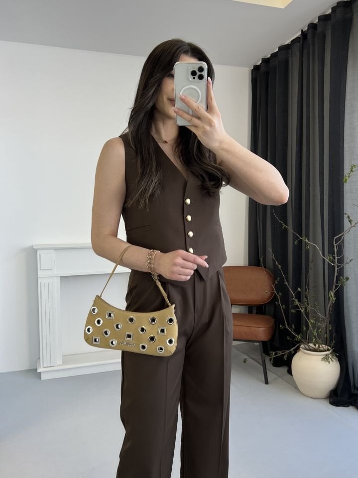 Kahve Premium Yelek Pantolon Takım