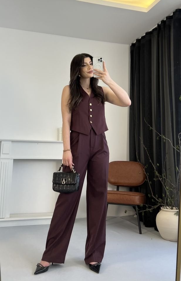 Mürdüm Premium Yelek Pantolon Takım