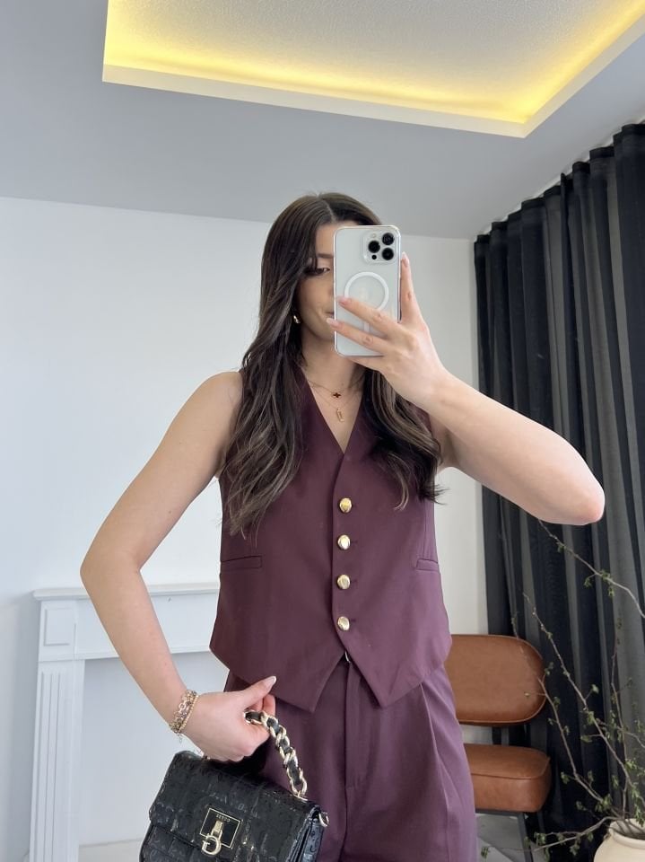 Mürdüm Premium Yelek Pantolon Takım