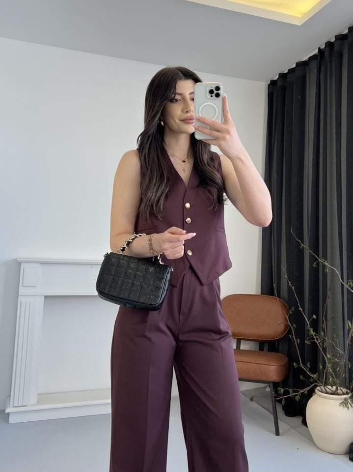 Mürdüm Premium Yelek Pantolon Takım