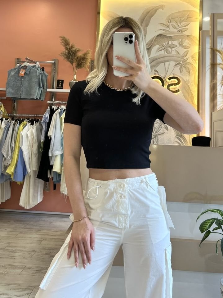 Siyah Ultra Esnek Crop