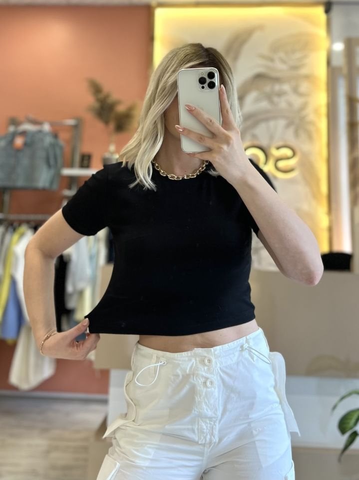 Siyah Ultra Esnek Crop