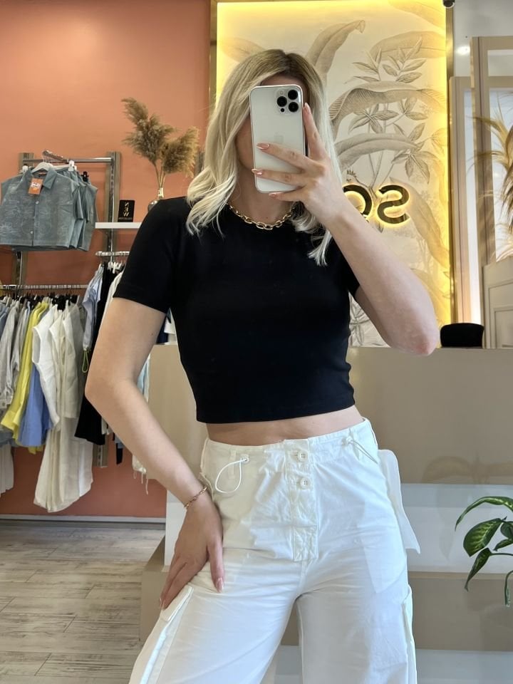 Siyah Ultra Esnek Crop