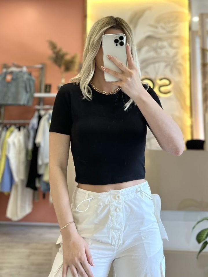 Siyah Ultra Esnek Crop
