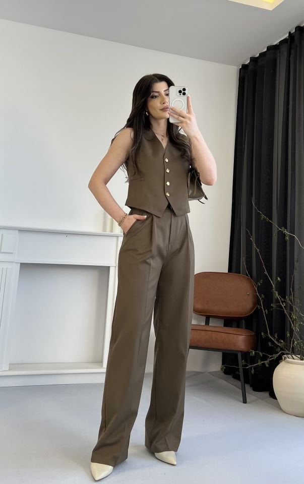 Haki Premium Yelek Pantolon Takım