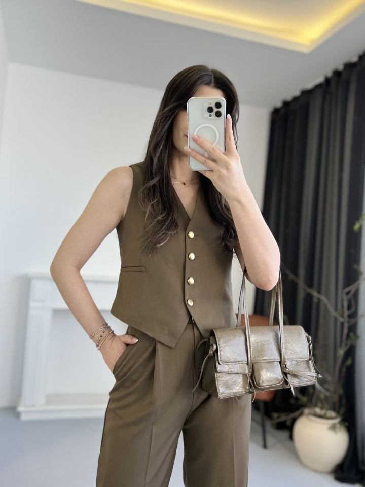 Haki Premium Yelek Pantolon Takım M