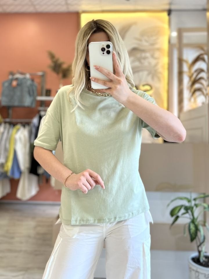 Çağla Yeşili Basic Tişört