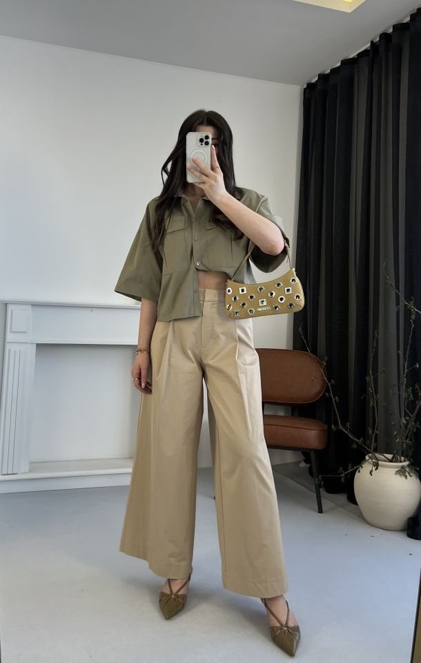 Oversize Cep Detaylı Gömlek