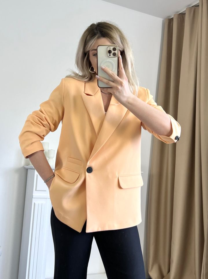 Kavun İçi Tek Düğme Kruvaze Blazer Ceket