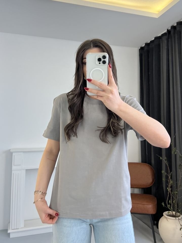 Tok Dokulu Gri Tshirt