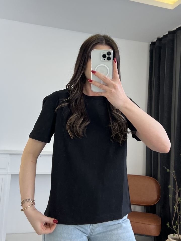 Tok Dokulu Siyah Tshirt