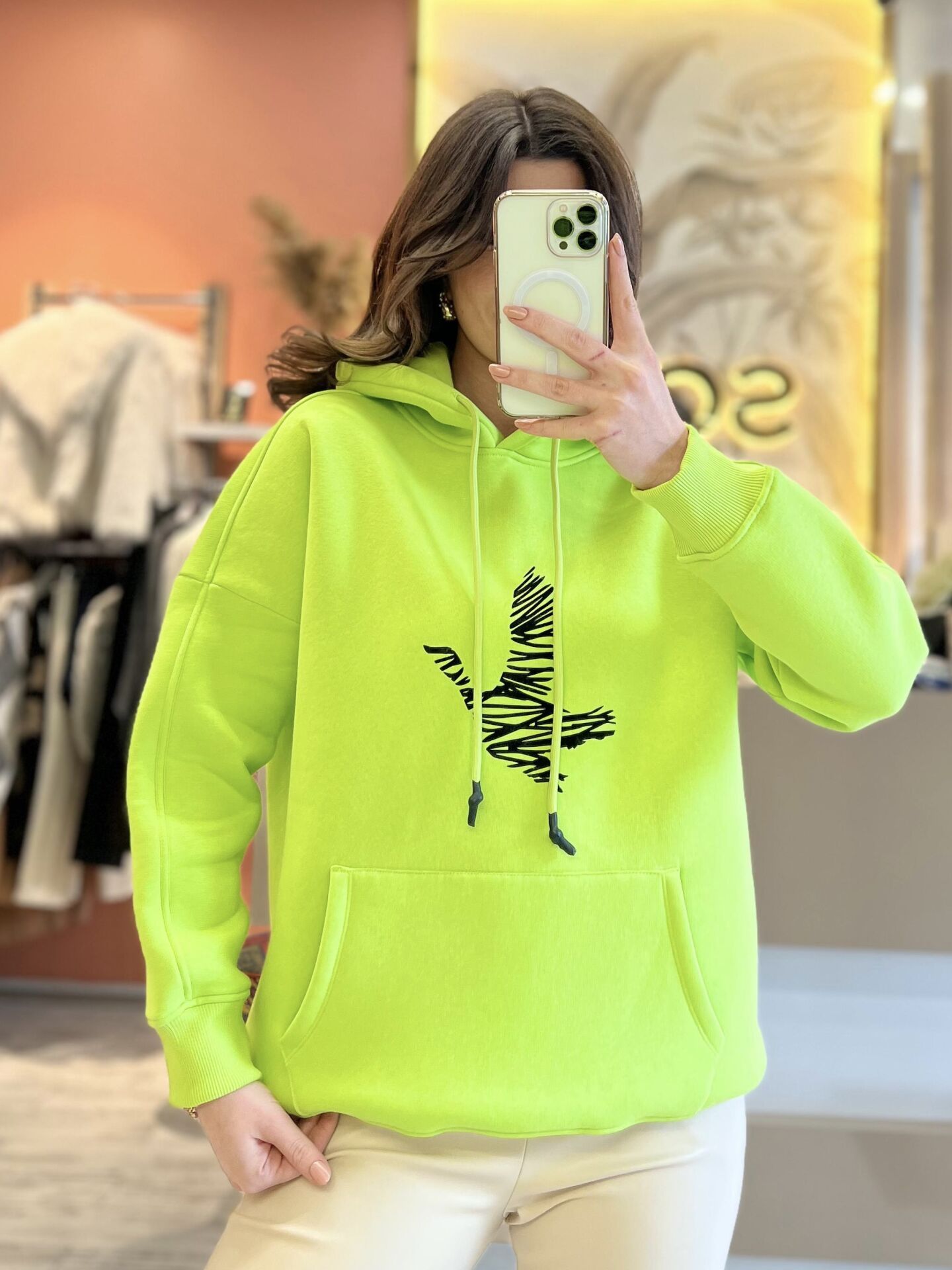 Neon Yeşil Kapüşonlu Legolu Sweatshirt