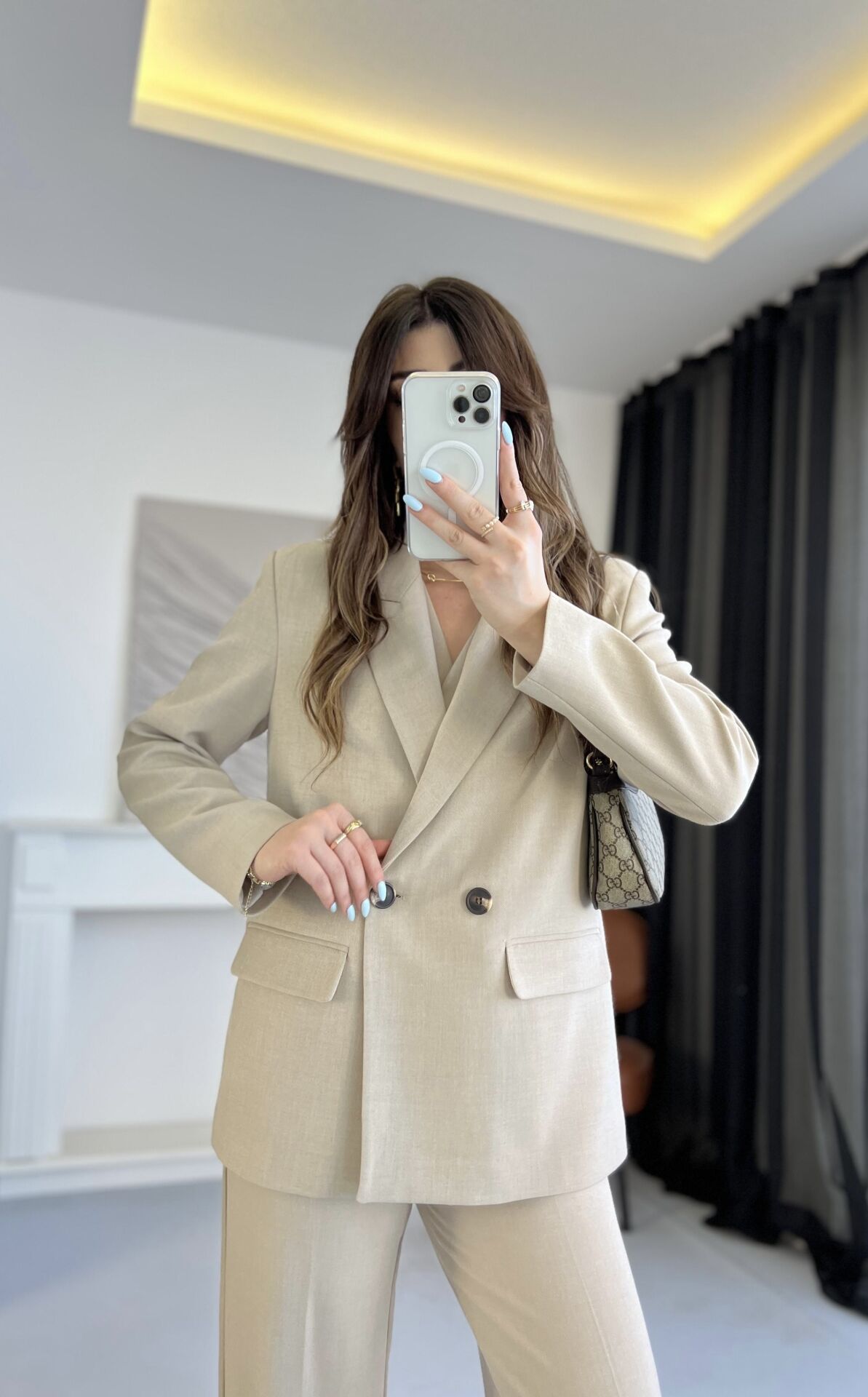 Premium Kruvaze Taş Blazer Ceket