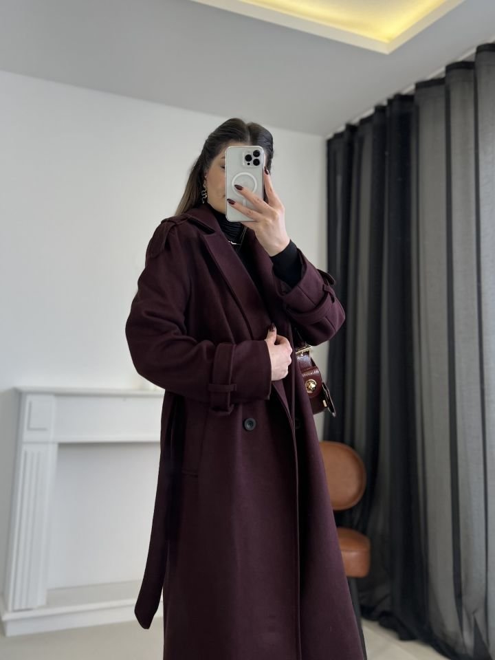 Bordo Premium Kaşe Kaban M