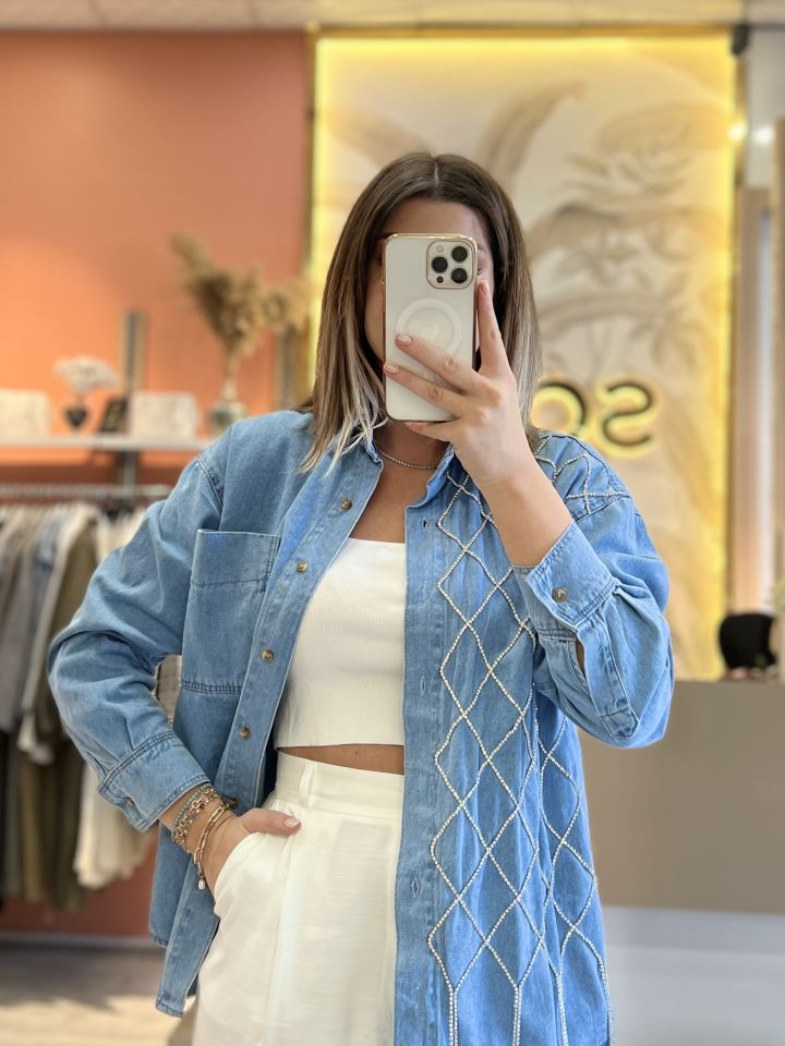 Taşlı Jean Gömlek