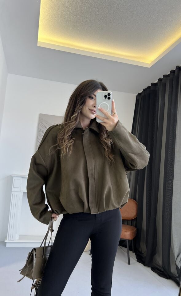 Nubuk Haki Bomber Ceket