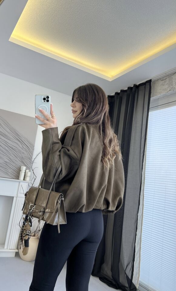 Nubuk Haki Bomber Ceket
