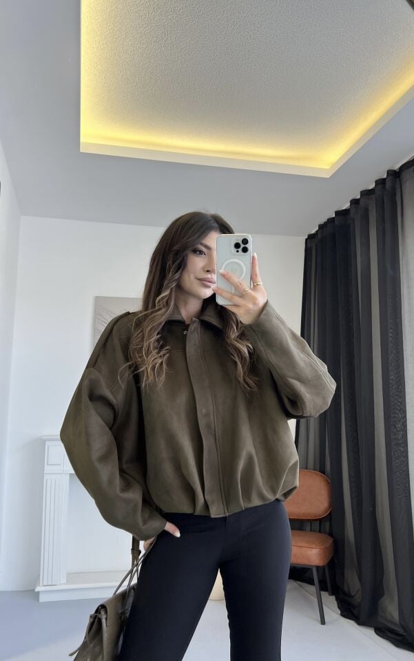 Nubuk Haki Bomber Ceket