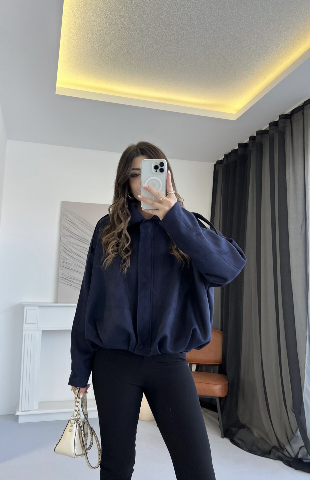 Nubuk Lacivert Bomber Ceket