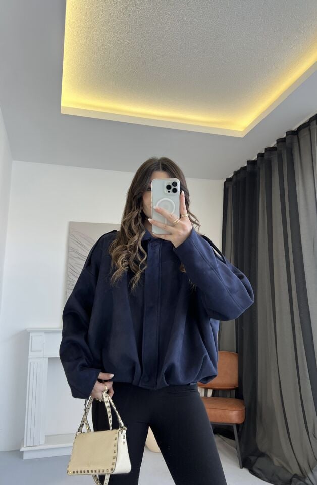 Nubuk Lacivert Bomber Ceket