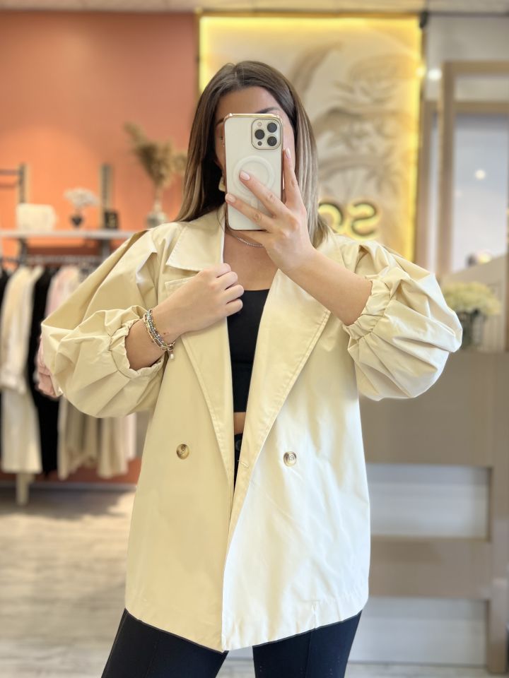 Krem Oversize Trençkot