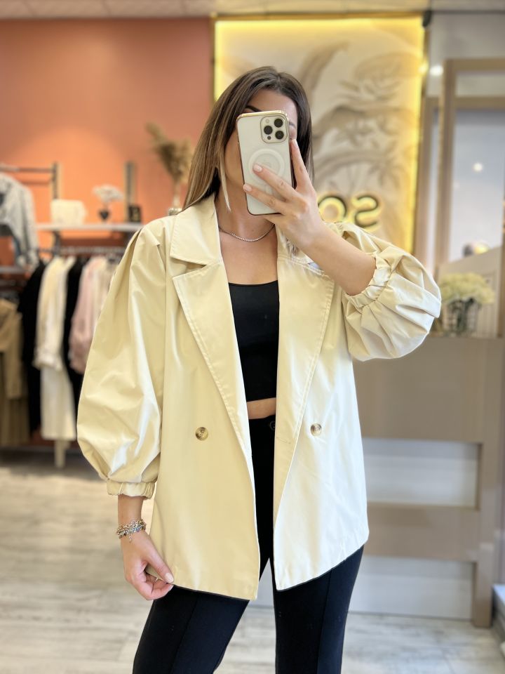 Krem Oversize Trençkot
