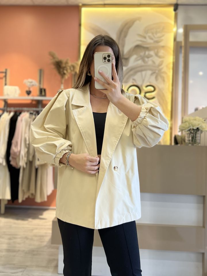 Krem Oversize Trençkot