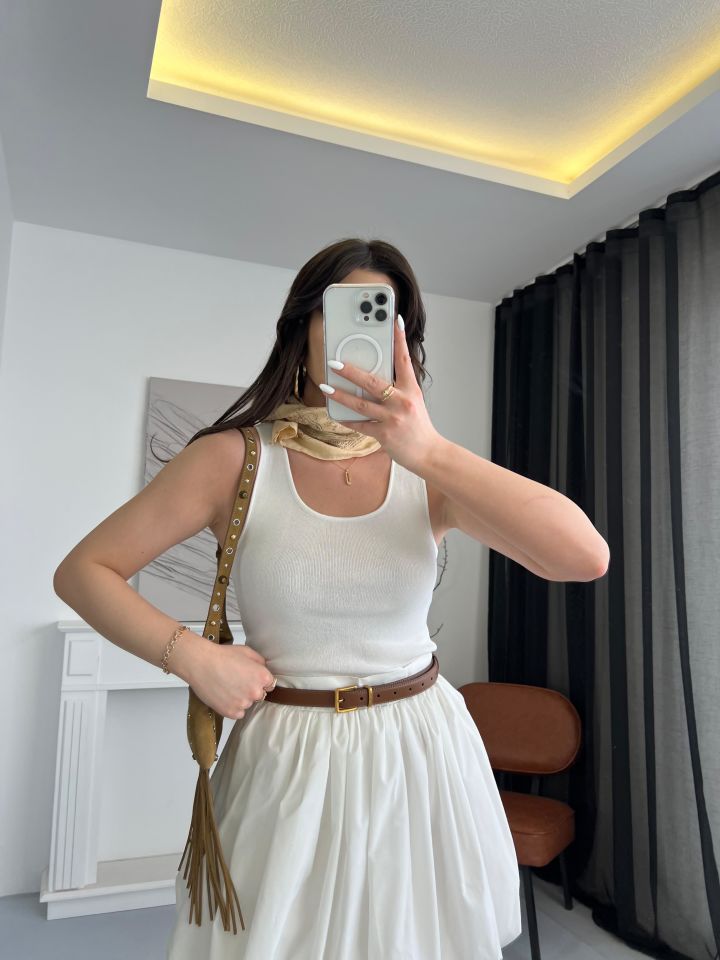 Merserize Beyaz Esnek Atlet